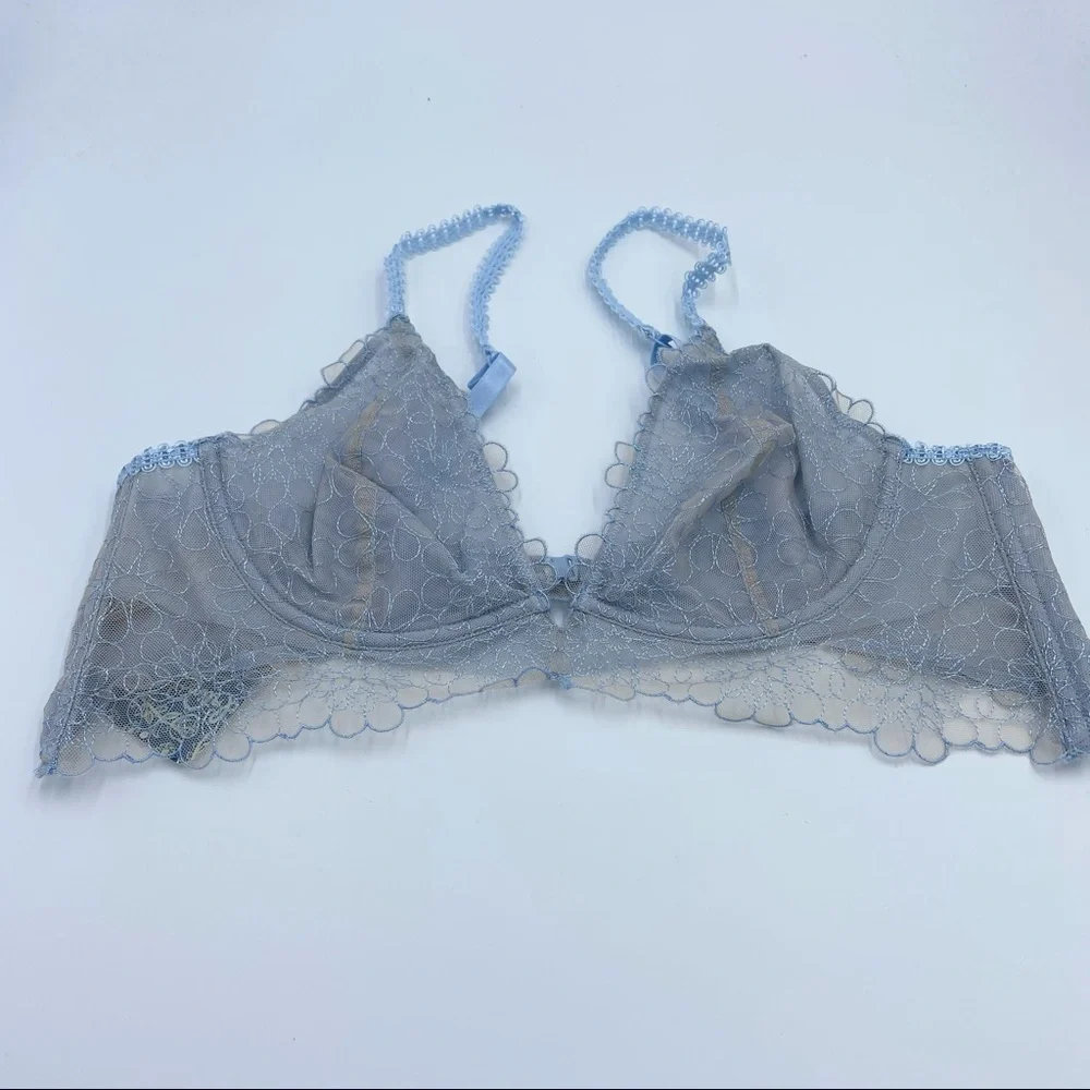 Free People Lucia Underwire Bra Blue Sz 34B